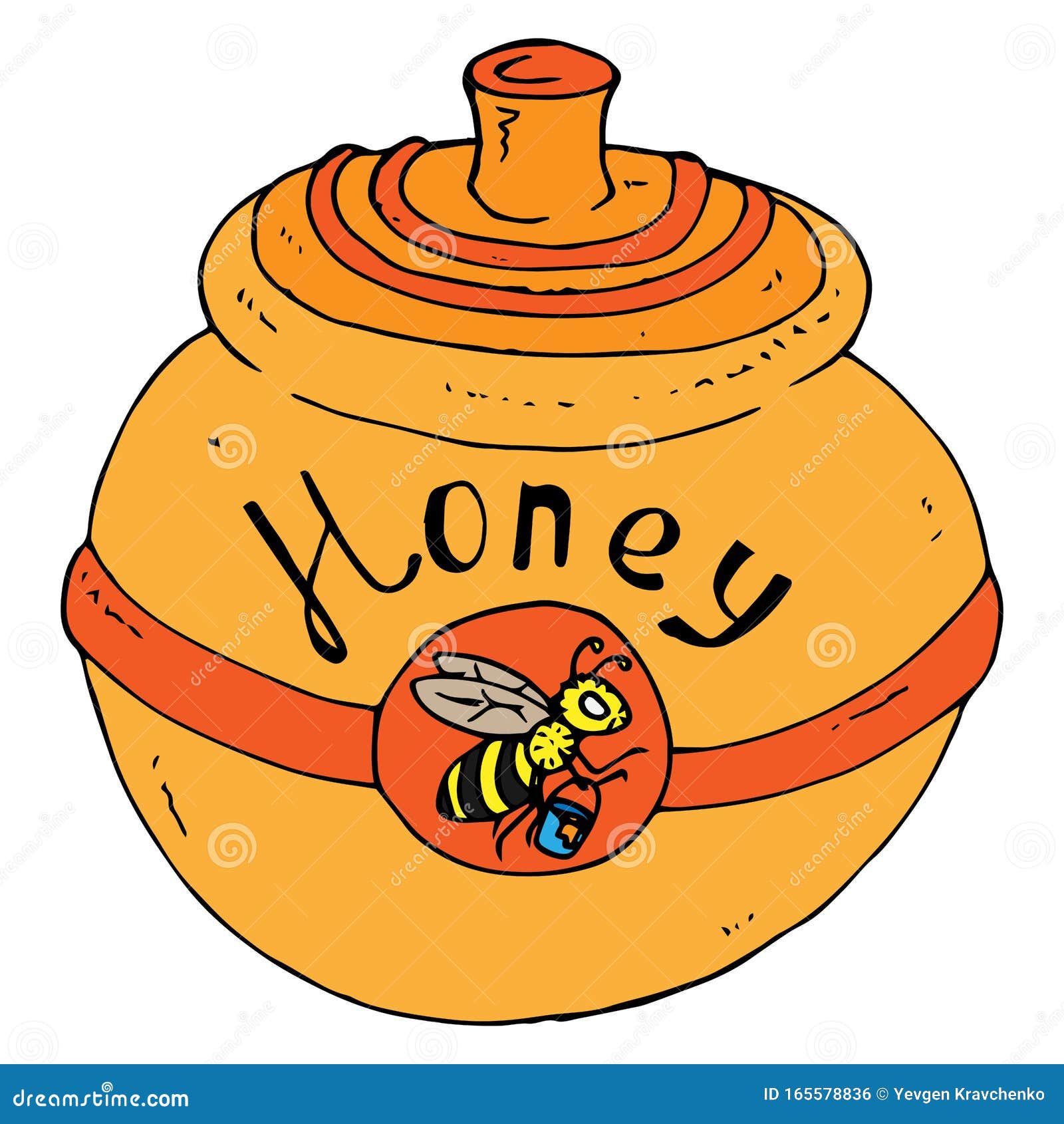 Pot of Honey. Vector Illustration of a Clay Pot for Honey. Hand Drawn