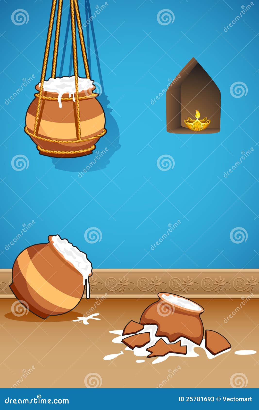 Pot of Makhan for Janmashtami Stock Vector Illustration of hinduism