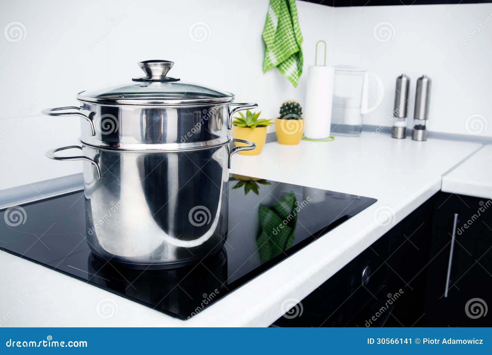 Pot in Modern Kitchen with Induction Stove Stock Image Image of