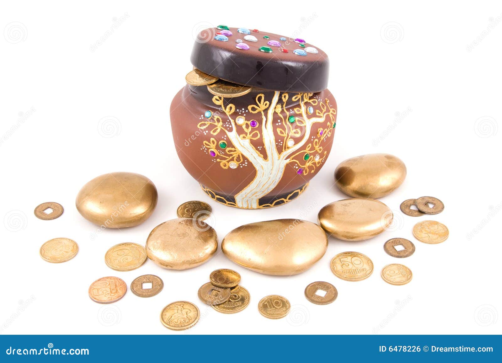 Pot with money stock photo. Image of white, metal, riches 6478226