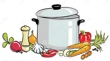 Pot of soup stock vector. Illustration of lettuce, orange - 19735366