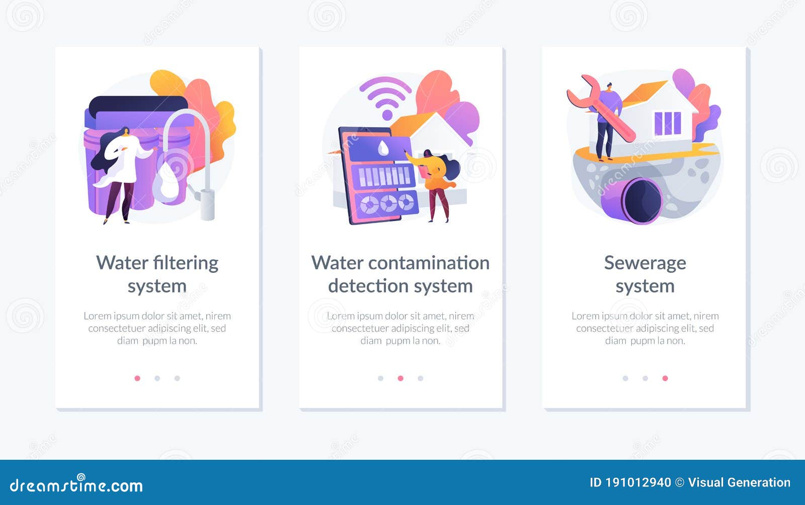 Home Water Treatment App Interface Template. Stock Vector