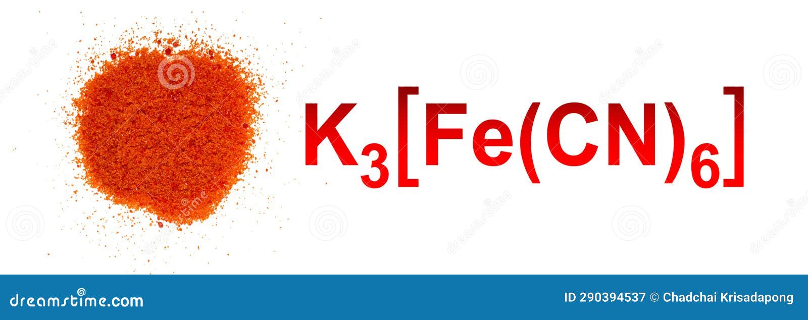 Potassium Ferricyanide with Chemical Formula, Chemical Ingredient on White Laboratory Table