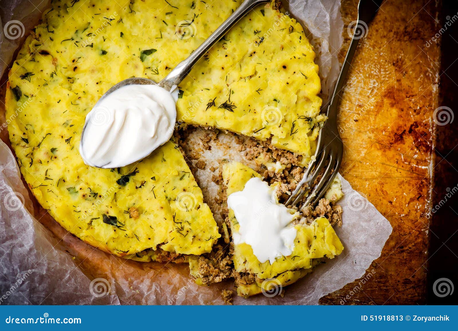 Potato baked pudding. stock image. Image of gourmet, dinner 51918813