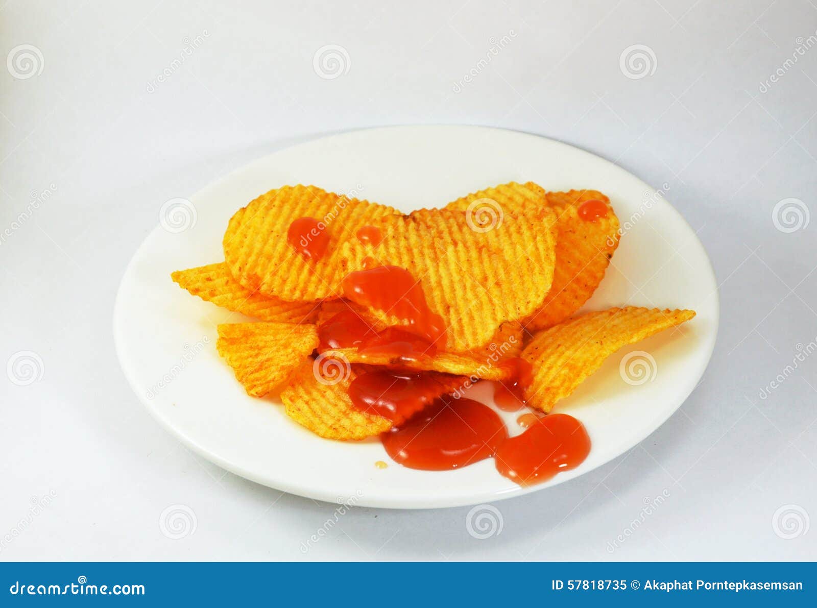 Potato Chip Dressing Ketchup on Dish Stock Image Image of sweet