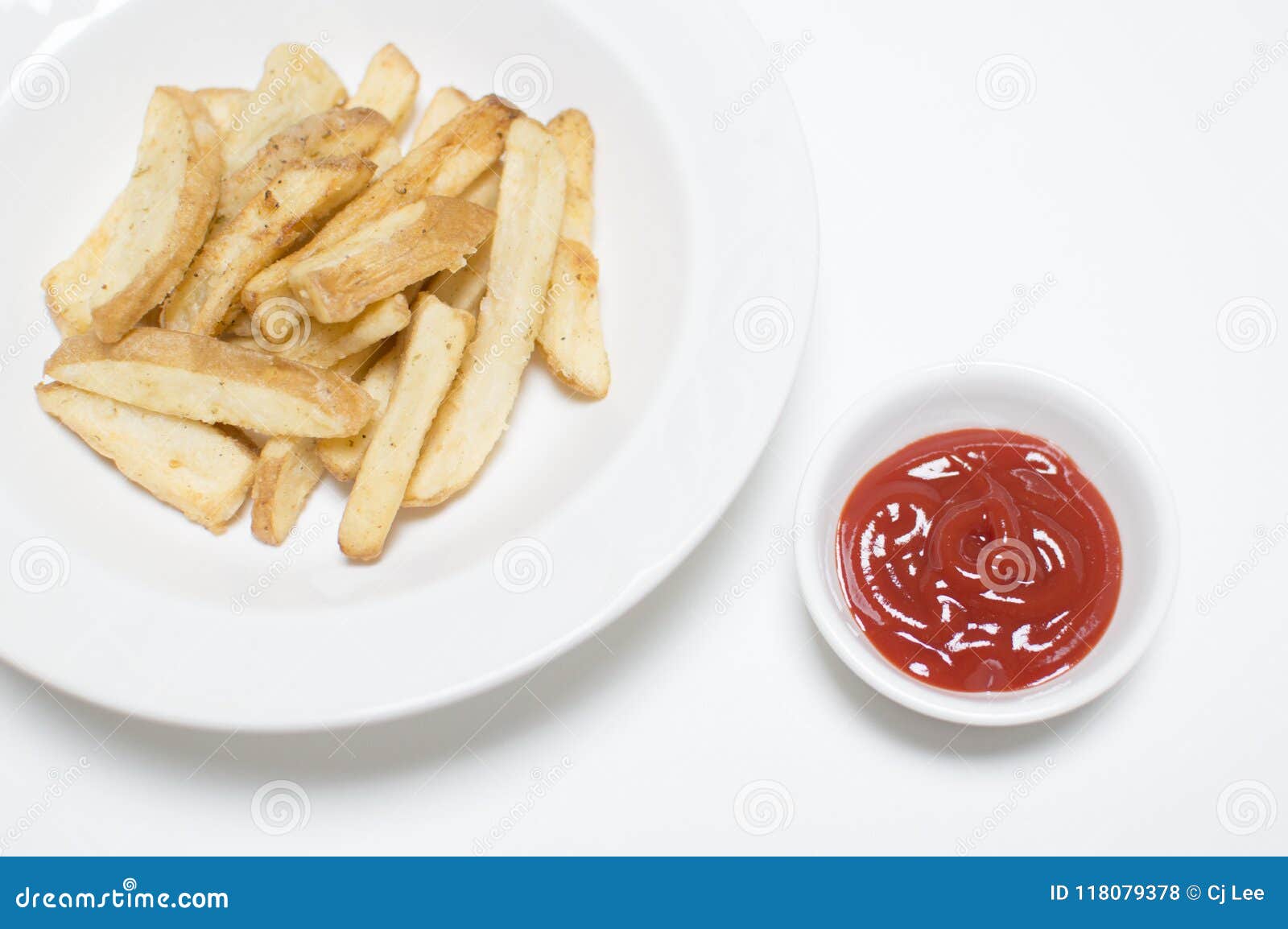 Potato Chip and Ketchup on White Background Stock Photo Image of meal