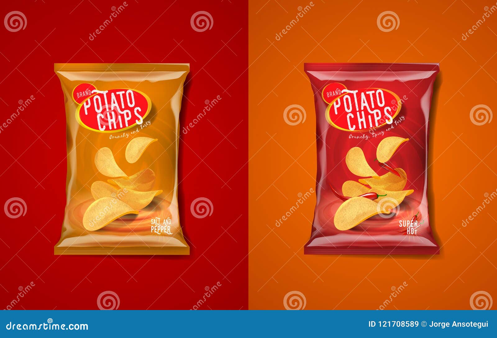 Potato Chips Advertisement Bag, Classic Salt and Pepper Flavor a Stock ...