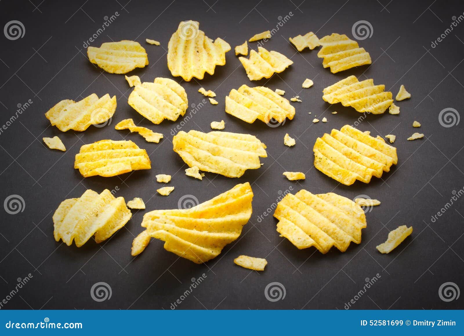 Potato chips stock image. Image of fast, black, rippled 52581699