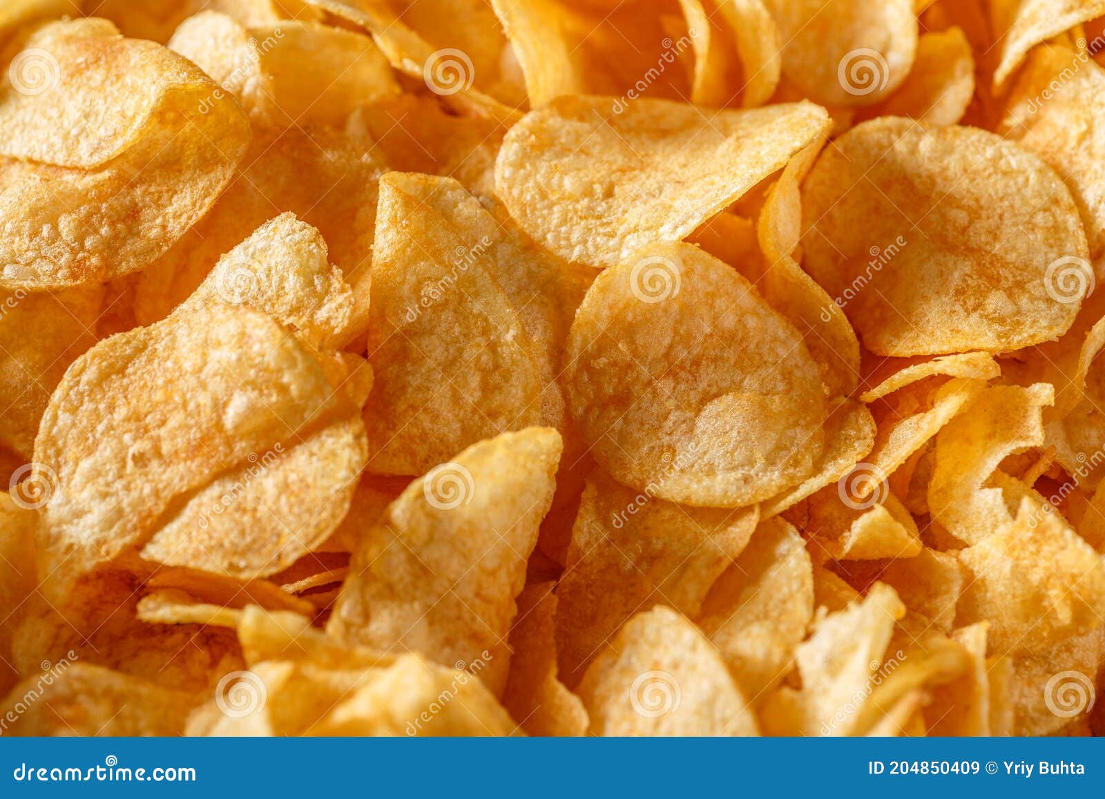 Potato Chips or Crisps .Potato Chips Texture Background Flat Overhead