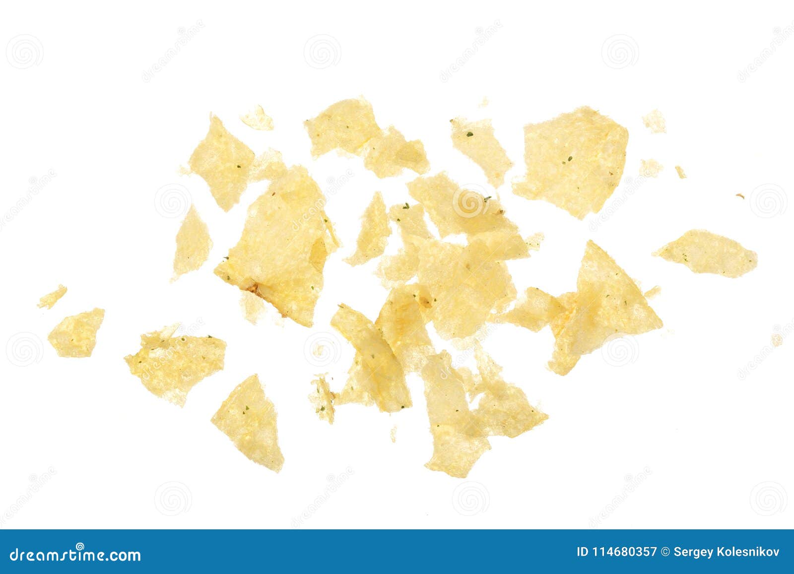 Potato Chips Crumbs and Leftovers Isolated Over the White Background