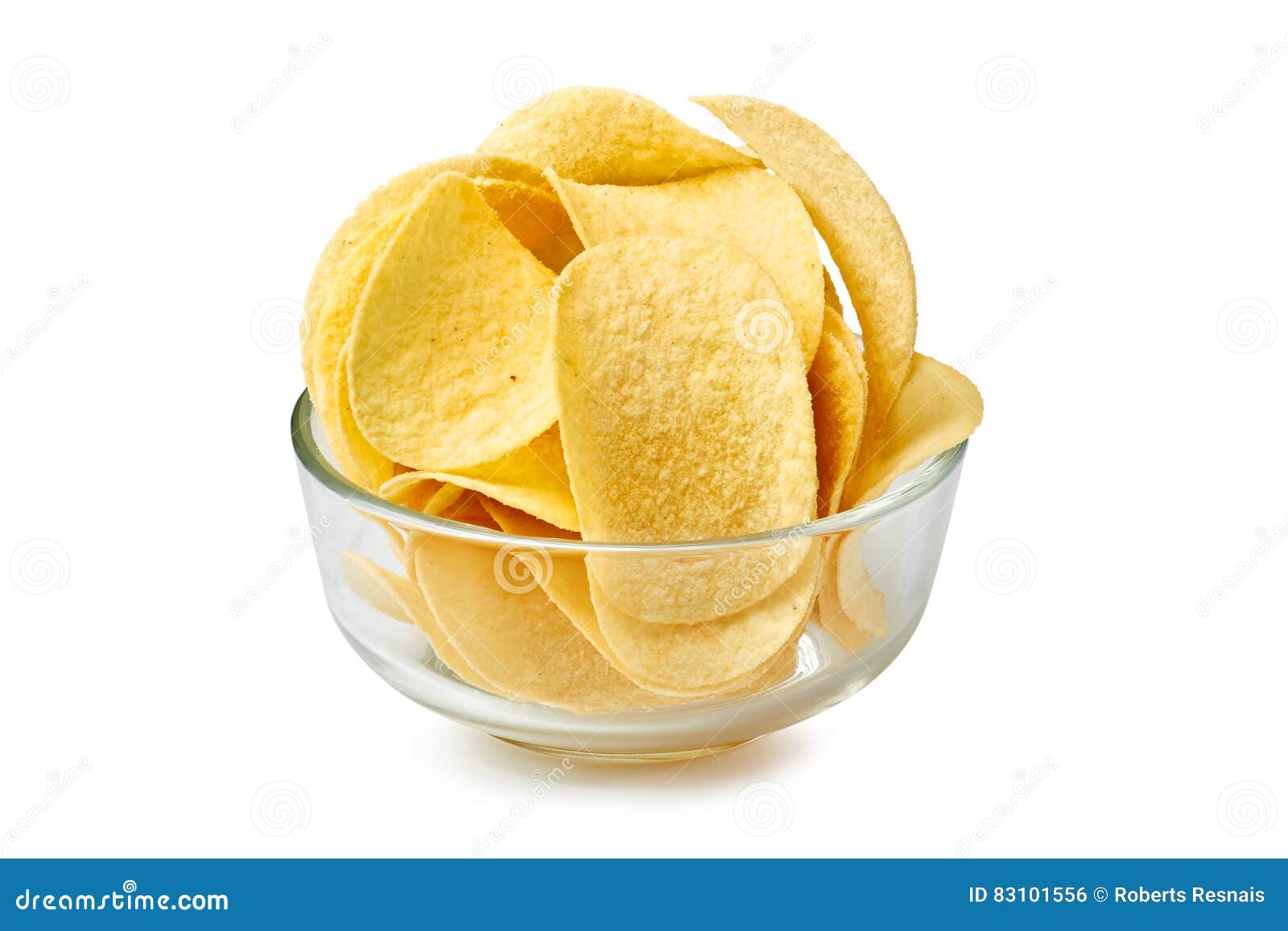 Potato Chips in Glass Bowl on White Stock Photo Image of gourmet