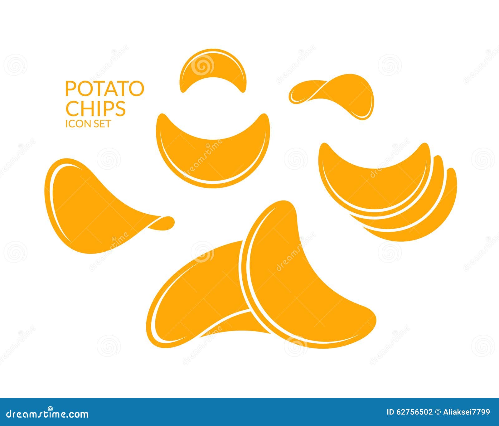 Potato chips. Icon set stock vector. Illustration of eating 62756502