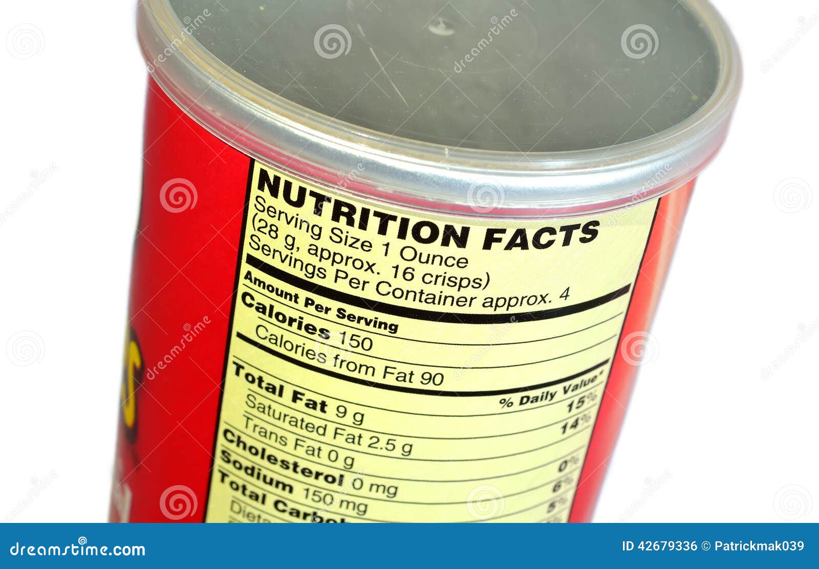 Potato Chips Nutrition Facts Stock Photo Image Of Fried Diet