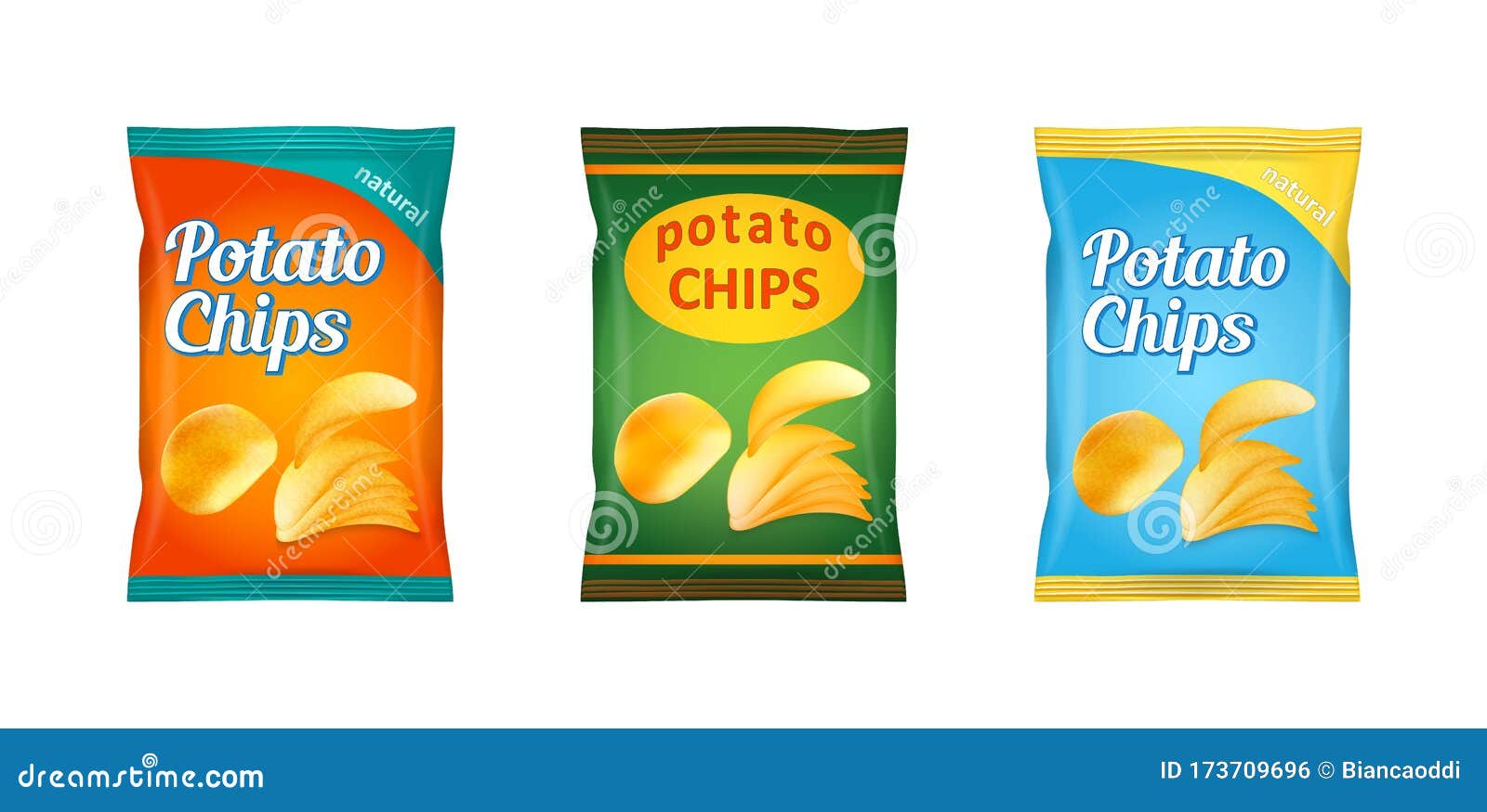 Potato Chips Packaging, Stock Vector Illustration Isolated on White ...