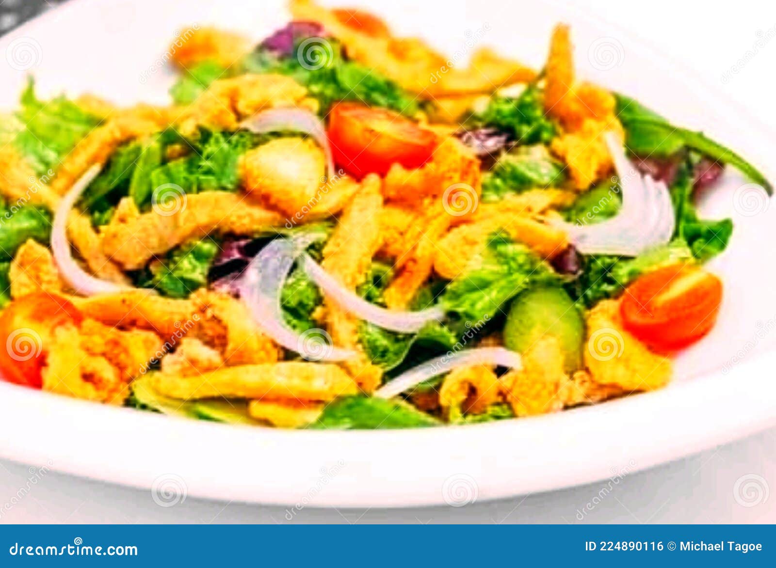 Potato chips with salad. stock photo. Image of india 224890116