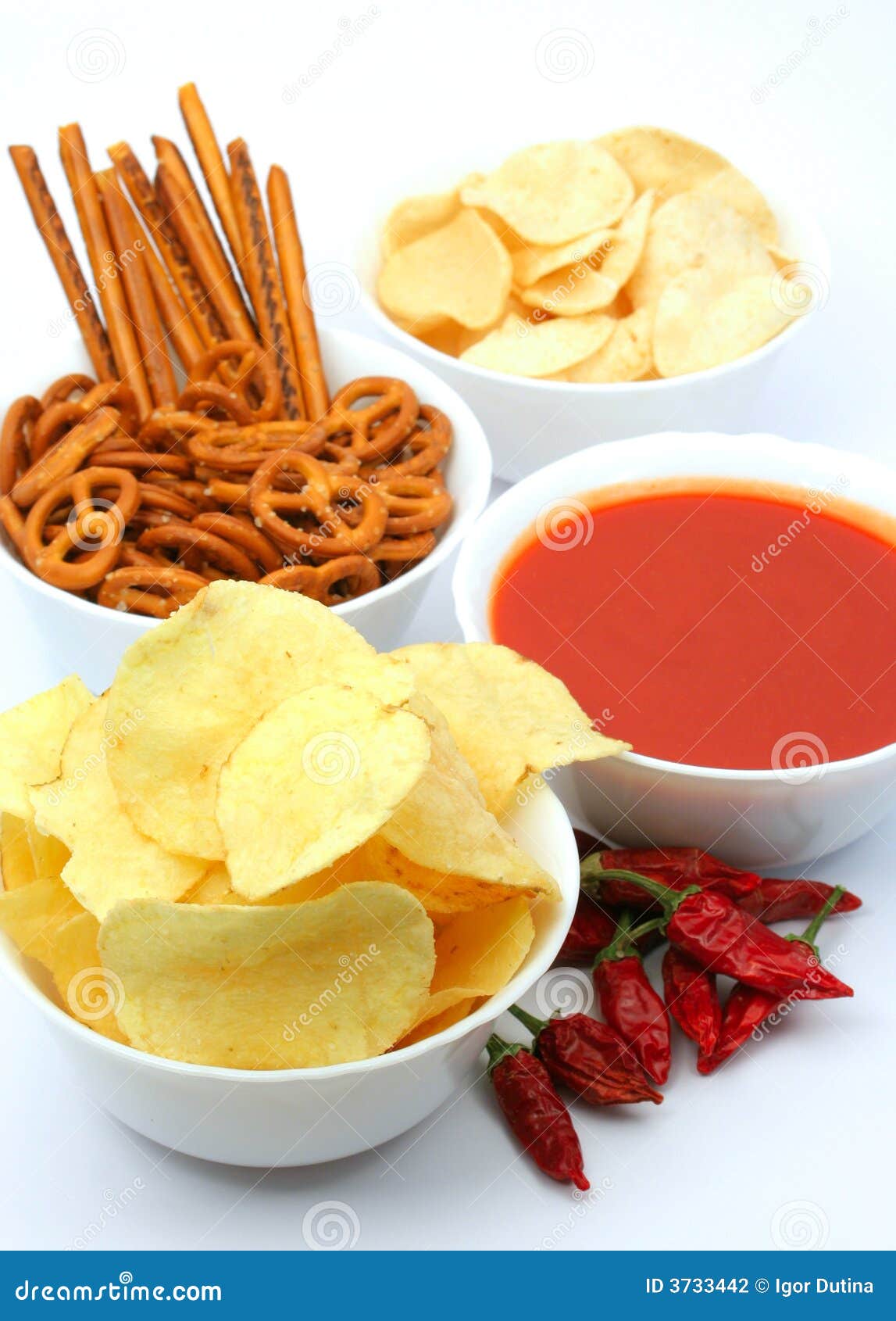 Potato Chips, Snacks and Dip Stock Photo Image of fish, garlic 3733442