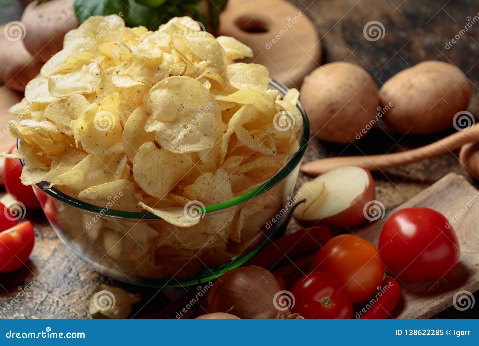 Potato Chips with Vegetables and Spices Stock Image Image of