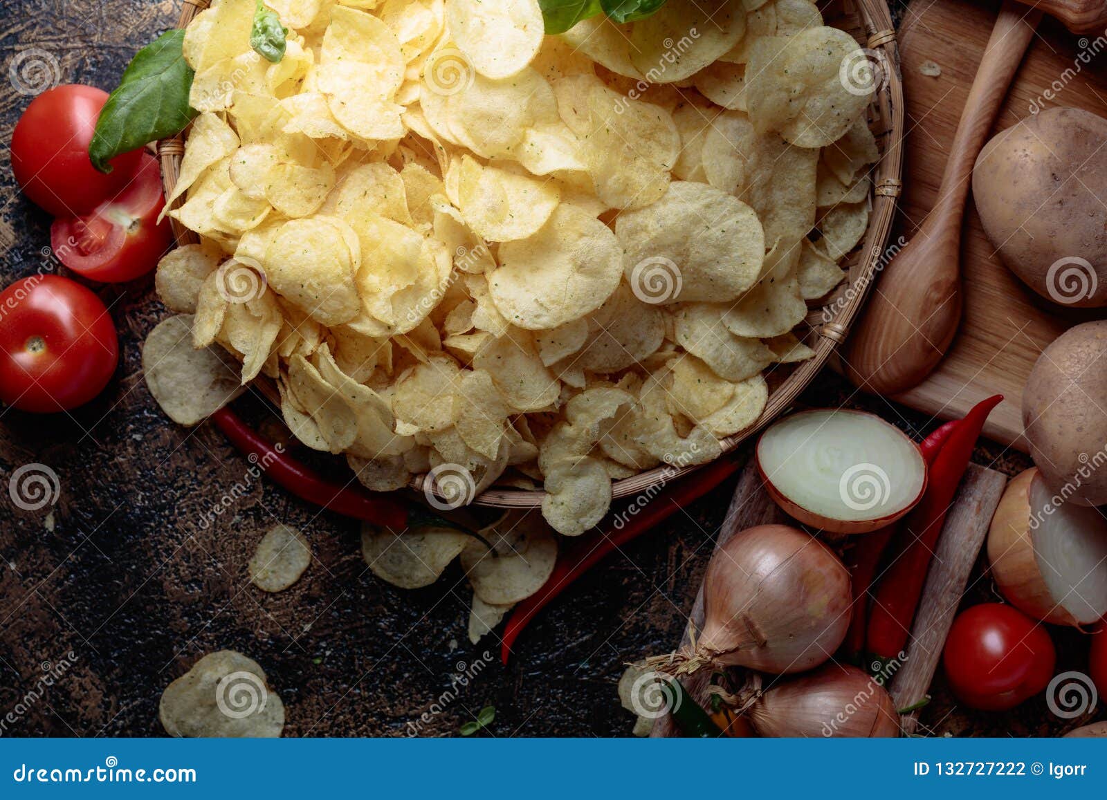 Potato Chips with Vegetables and Spices Stock Photo Image of