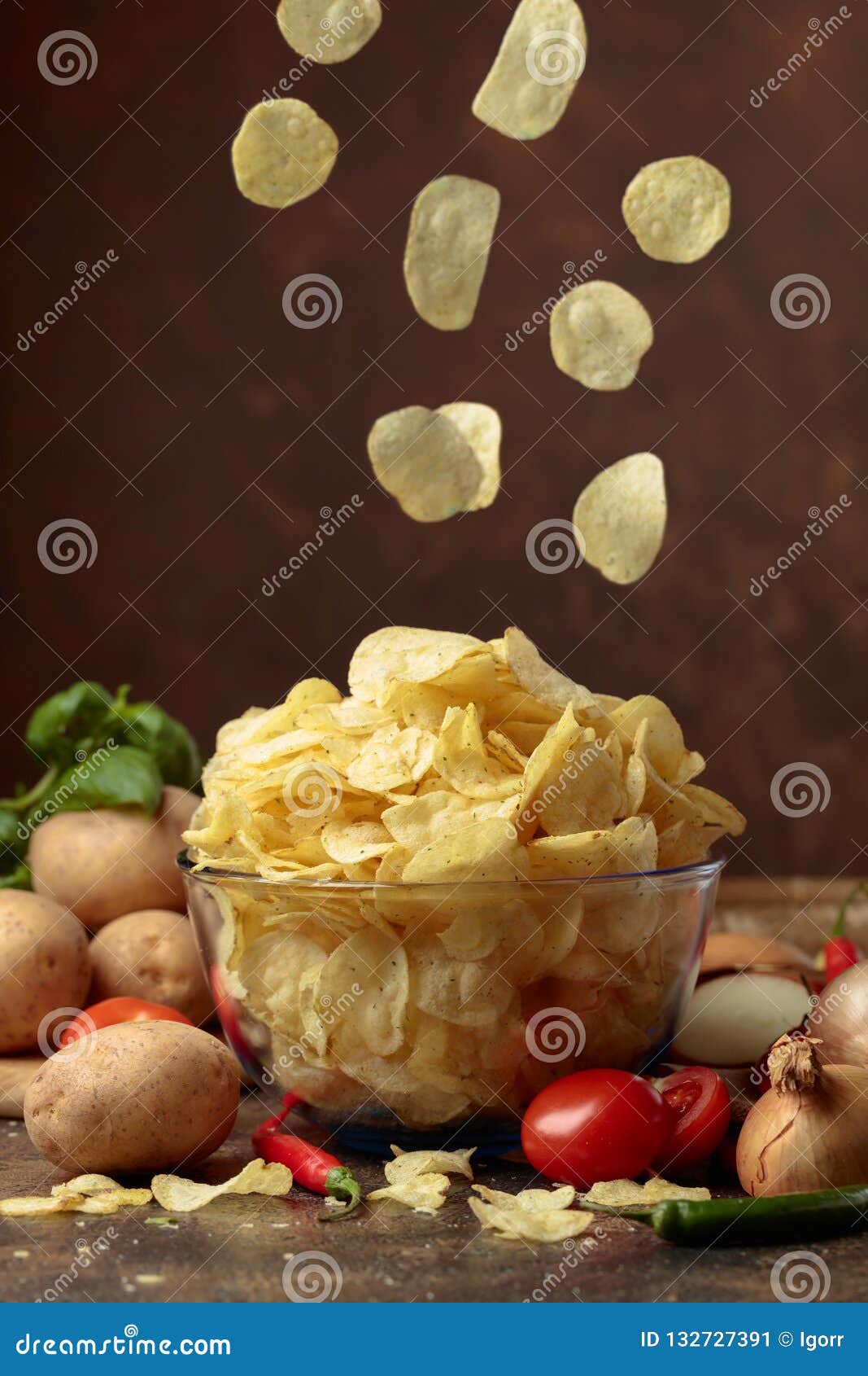 Potato Chips with Vegetables and Spices Stock Image Image of prepared