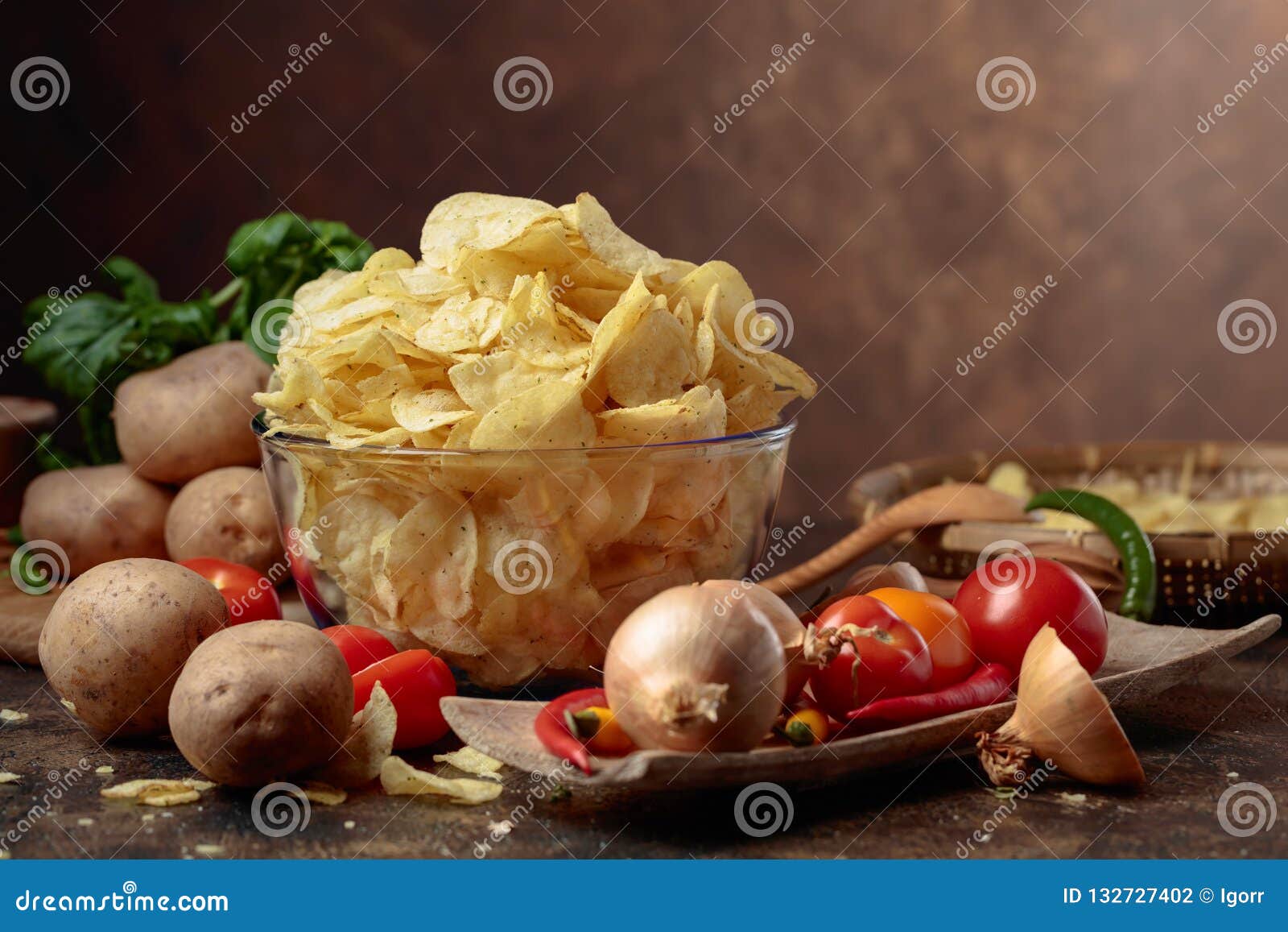 Potato Chips with Vegetables and Spices Stock Photo Image of crisps