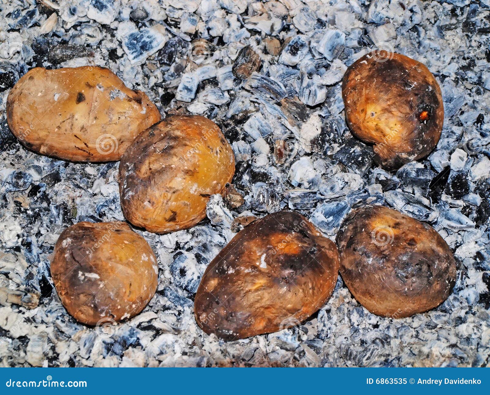 Potato on coals. stock image. Image of meal, skin, grey 6863535