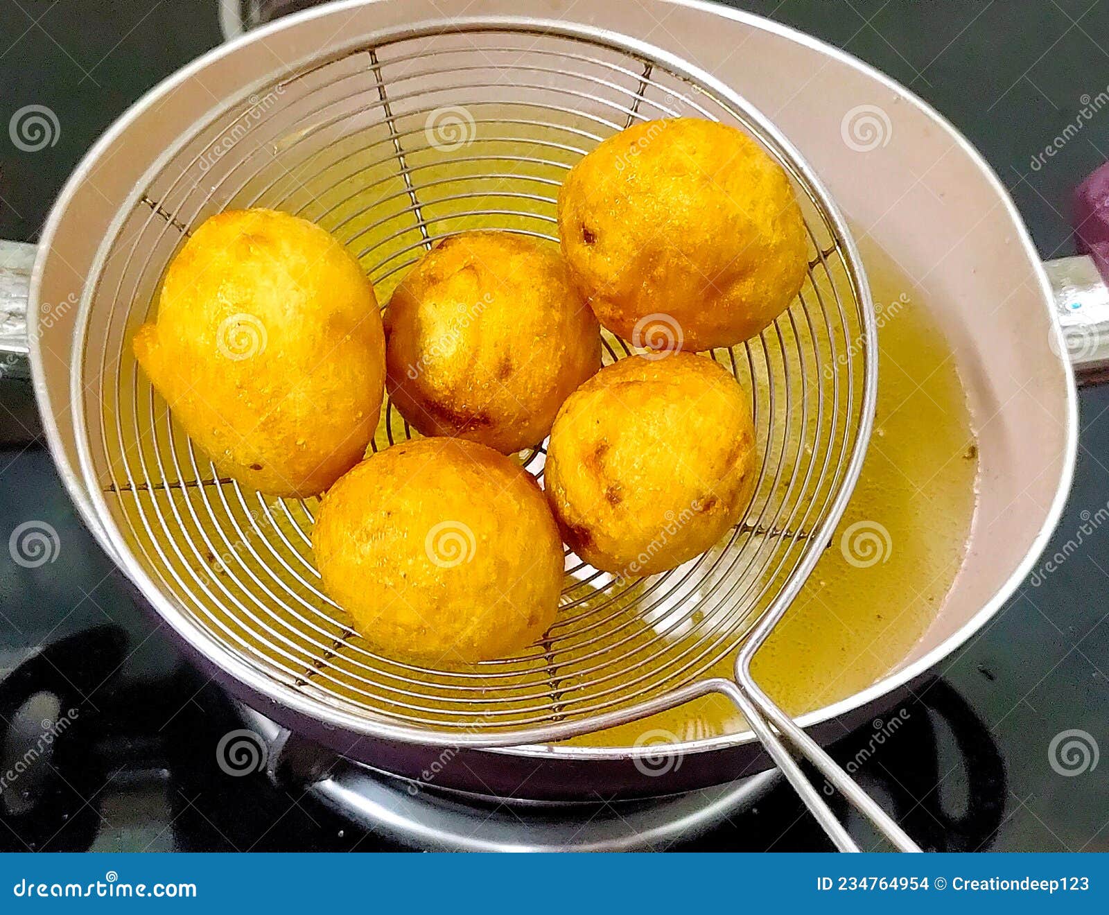 Potato Croquettes Mashed Potatoes Balls Breaded and Deep Fried Stock