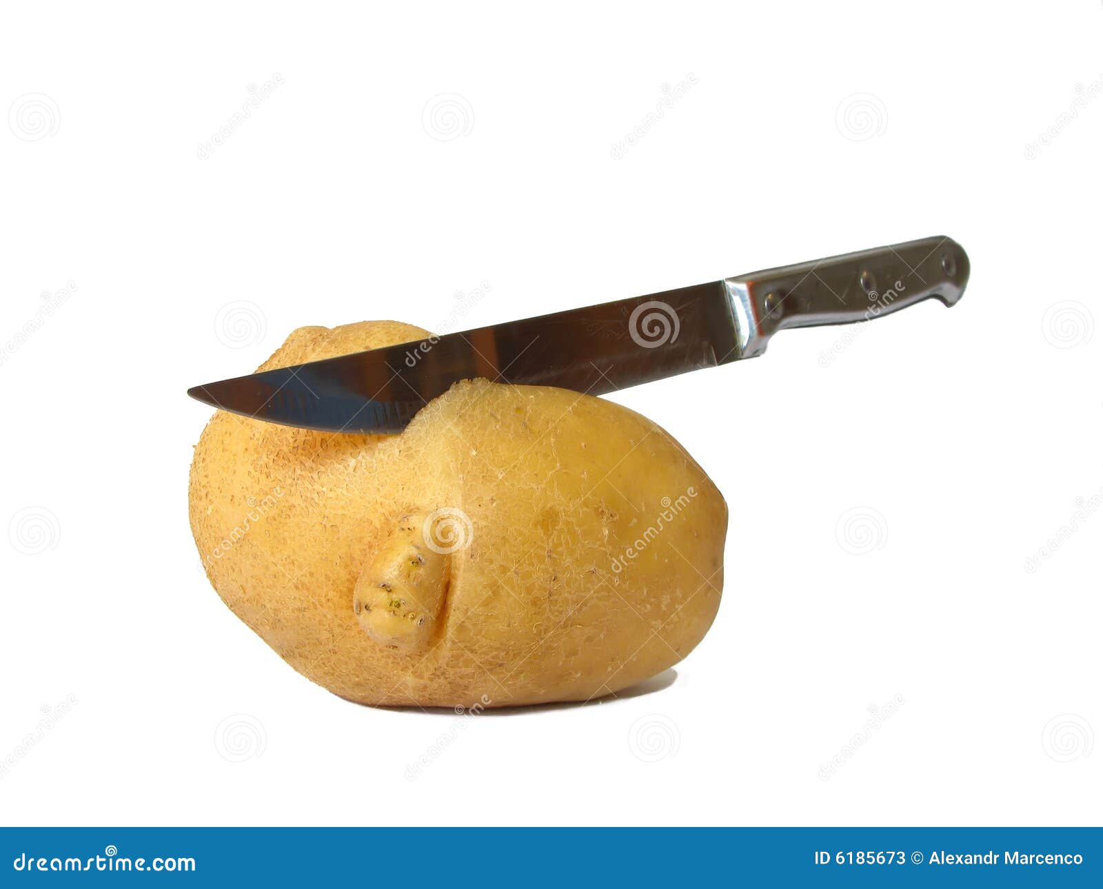Potato cut by knife stock image. Image of cook, dinner 6185673