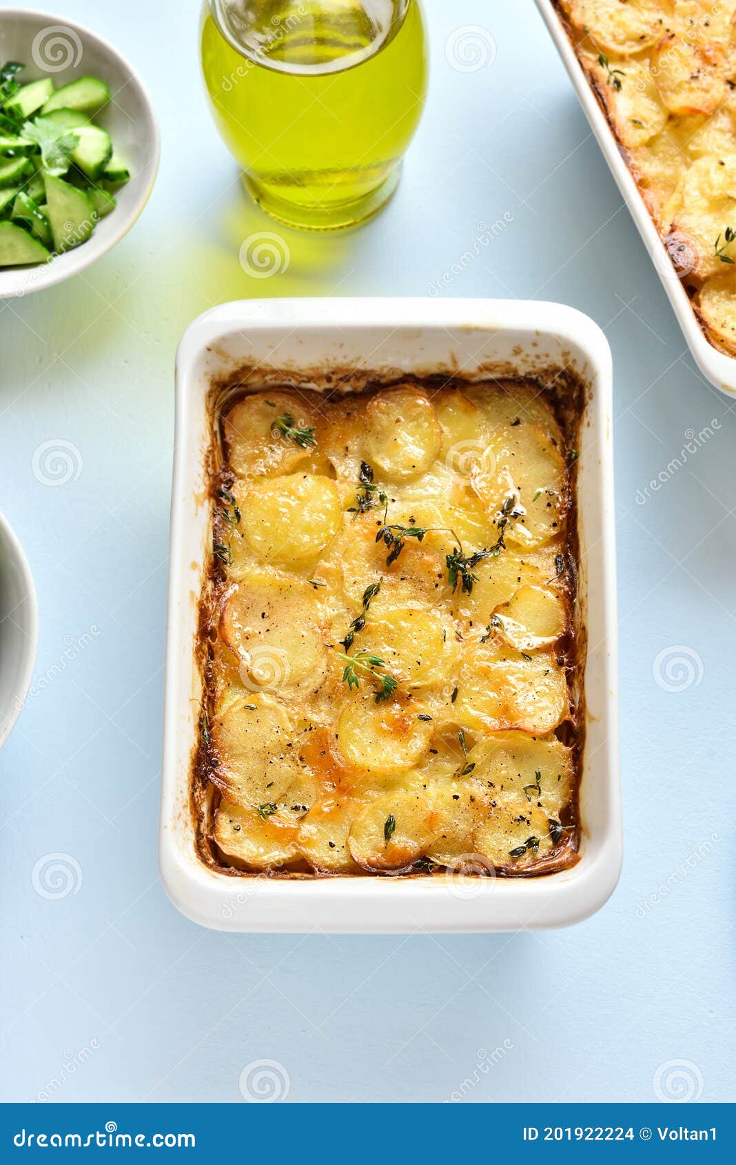 Potato Gratin in Baking Dish Stock Photo Image of closeup, casserole 201922224