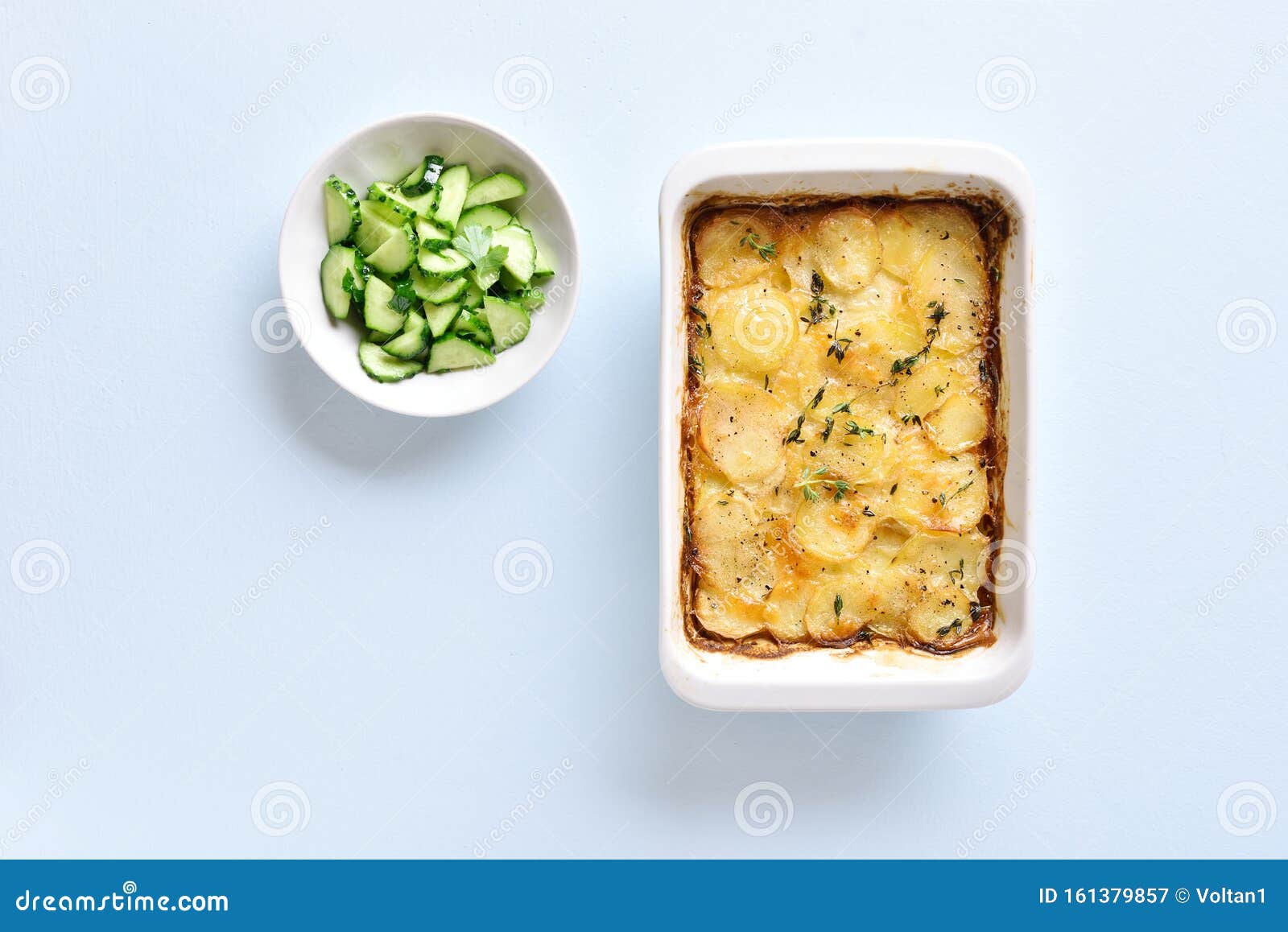 Potato Gratin in Baking Dish Stock Image Image of garnish, close