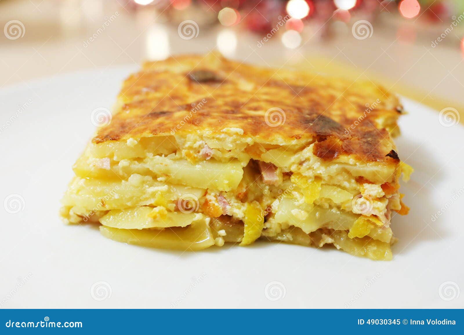 Potato Gratin with Ham, Cream and Cheese Stock Image Image of