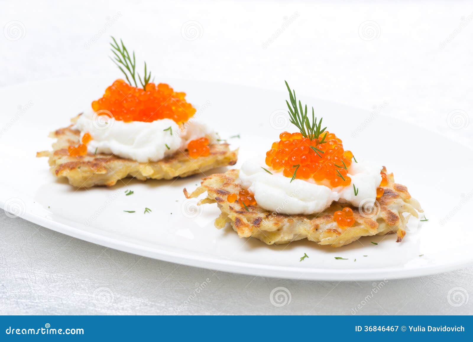 Potato Pancakes with Caviar on the Plate Stock Image Image of gourmet
