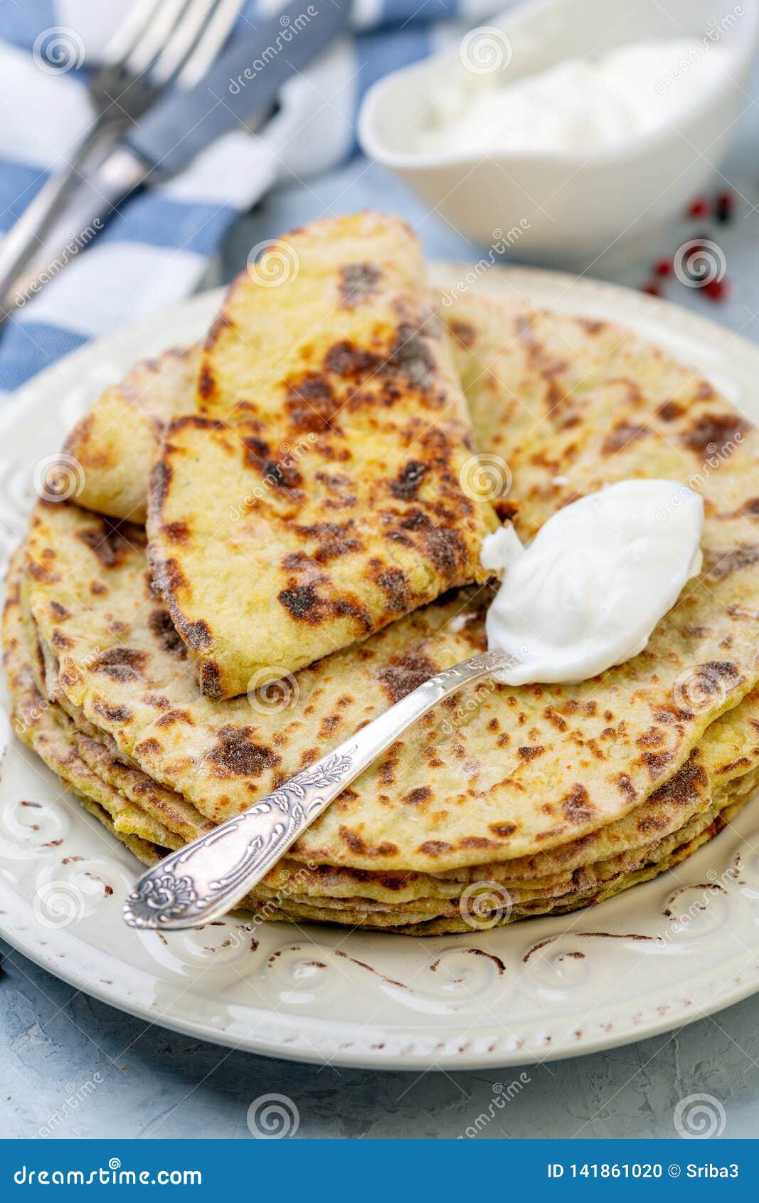 Potato Pancakes Lefse. Norwegian Cuisine Stock Photo - Image of ...