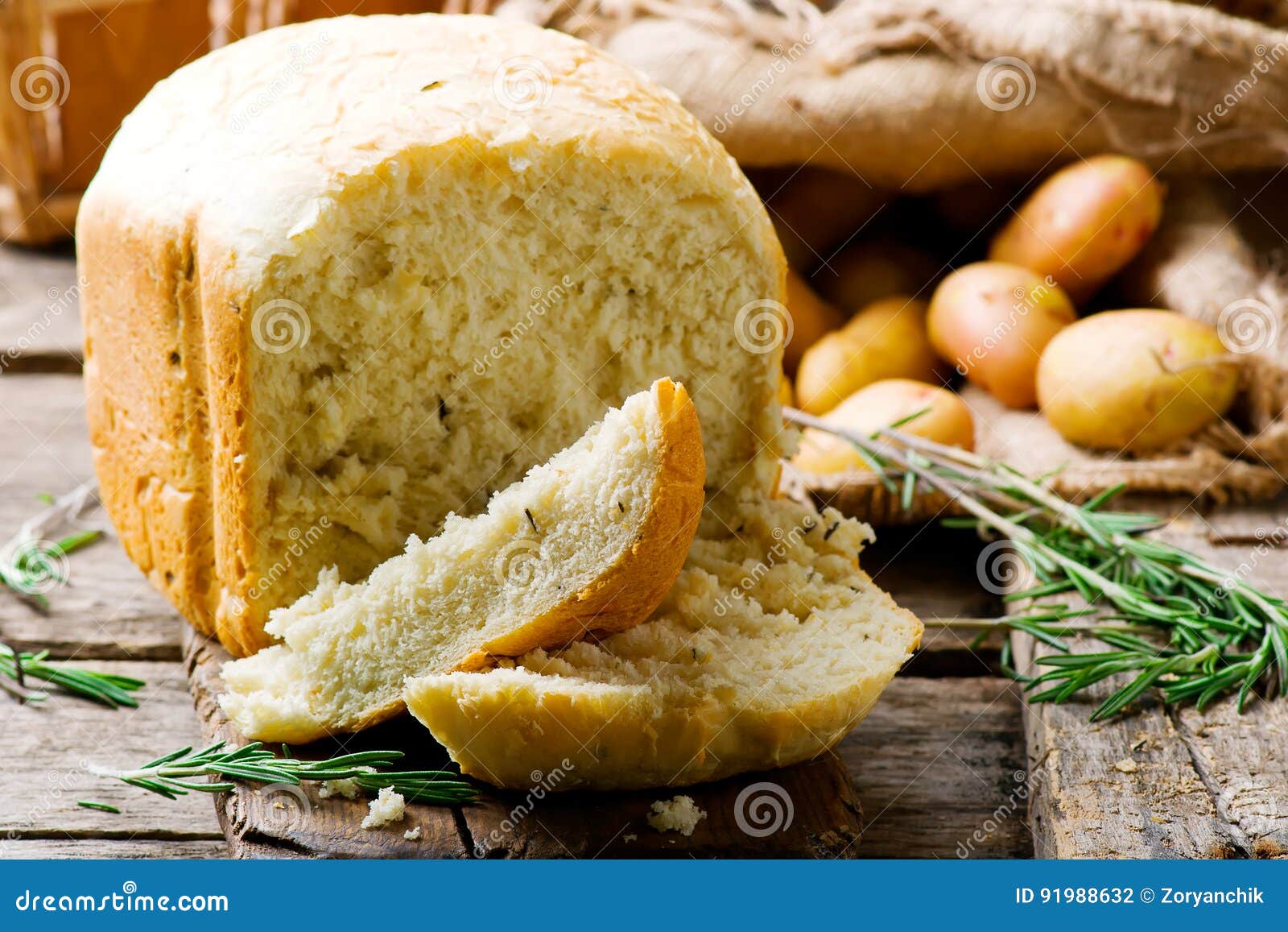 Potato and Rosemary Bread .style Rustic Stock Photo Image of baked