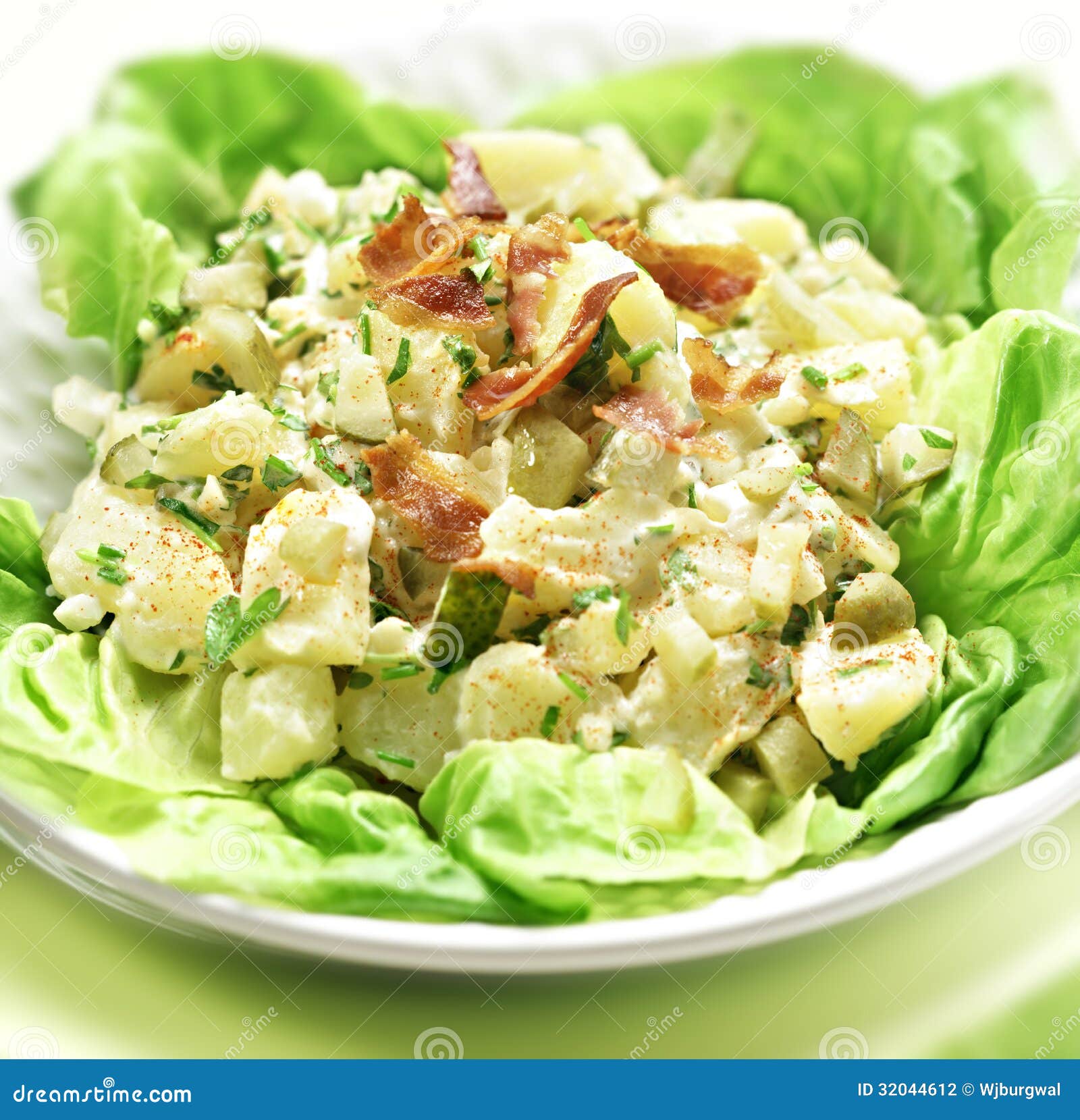 Potato Salad with Letuce Served in a Bowl Stock Photo Image of