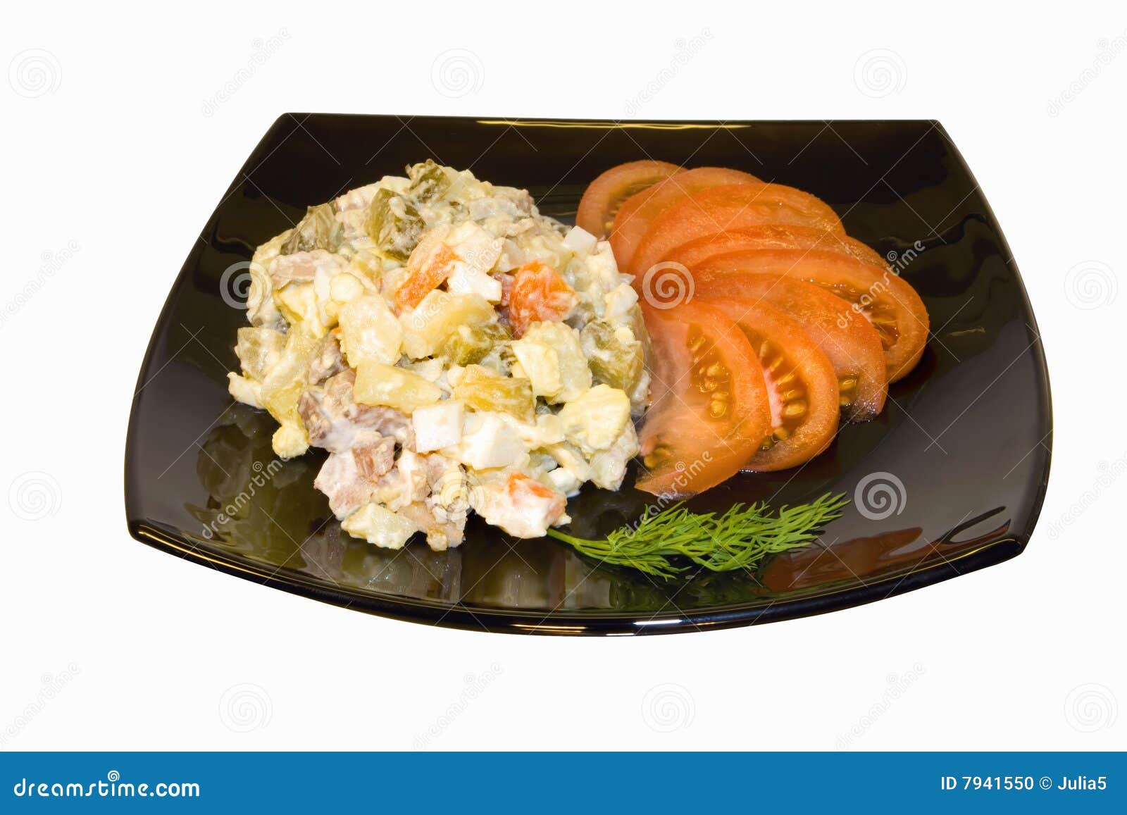 Potato salad on a plate. stock photo. Image of food, diet 7941550