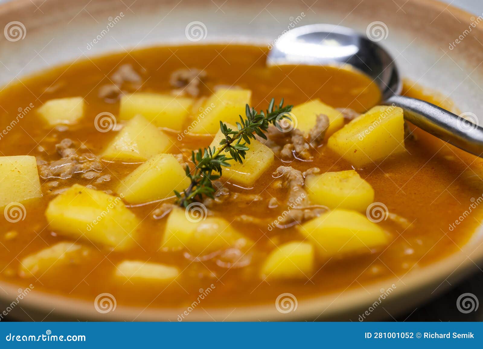 Potato Soup with Ground Beef Meat Stock Photo - Image of cooked, inside