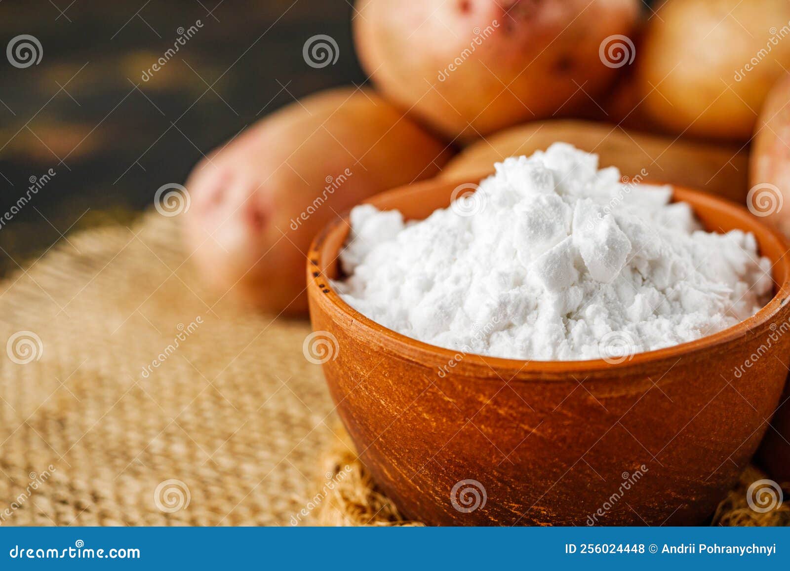 Potato Starch on a Dark Rustic Background Stock Photo Image of food