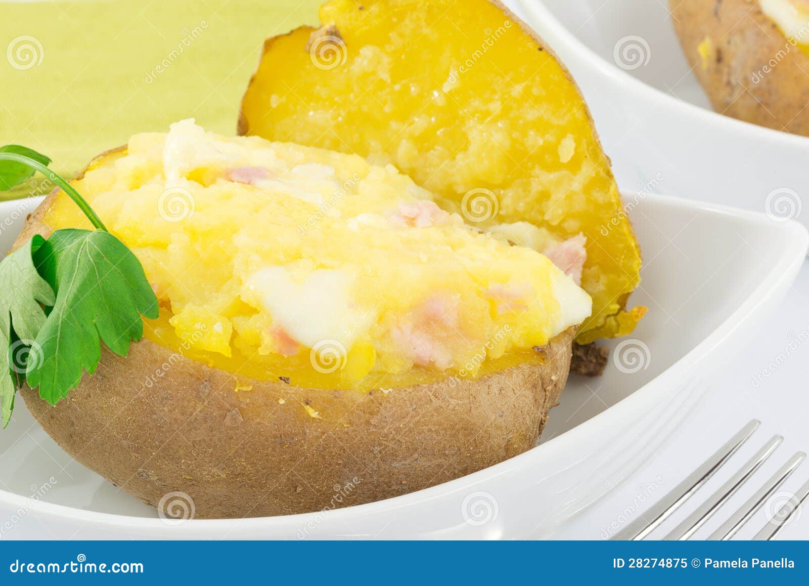 Potato Stuffed with Ham and Mozzarella Stock Image Image of