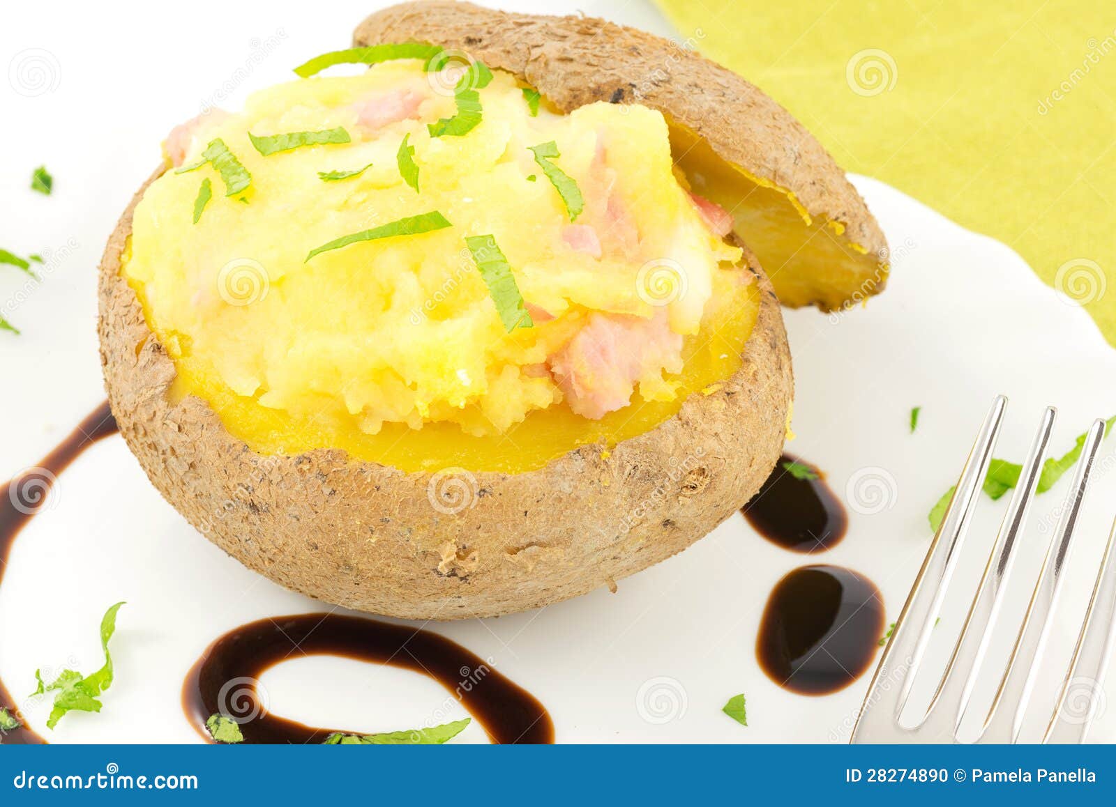 Potato Stuffed with Ham and Mozzarella Stock Photo Image of potato