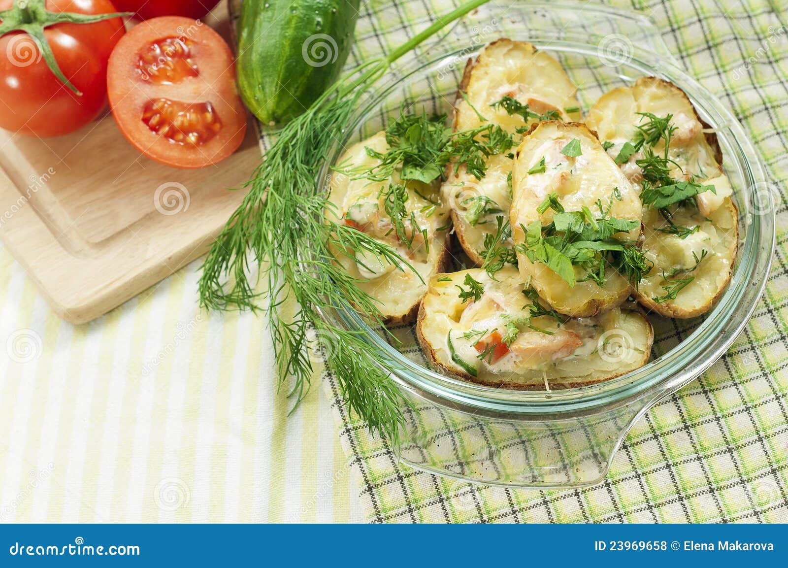 Potatoes baked with cheese stock photo. Image of plate - 23969658