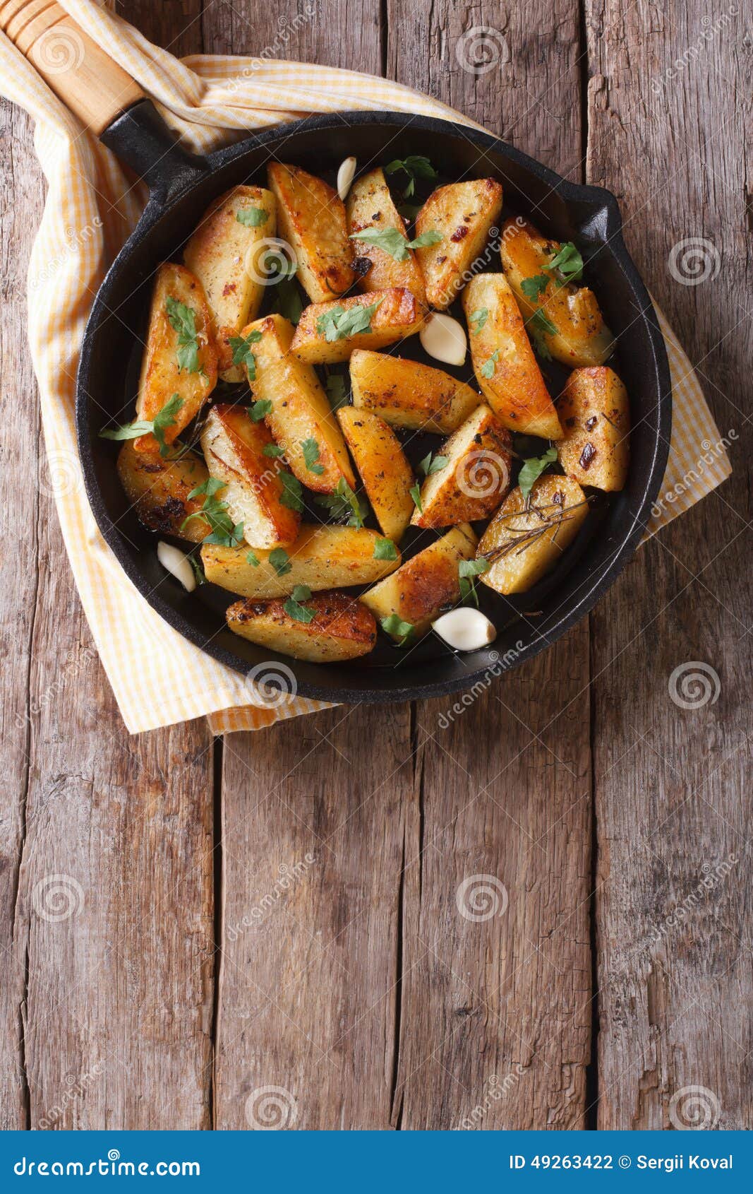 Potatoes Baked in a Pan Vertical Top View Stock Photo Image of