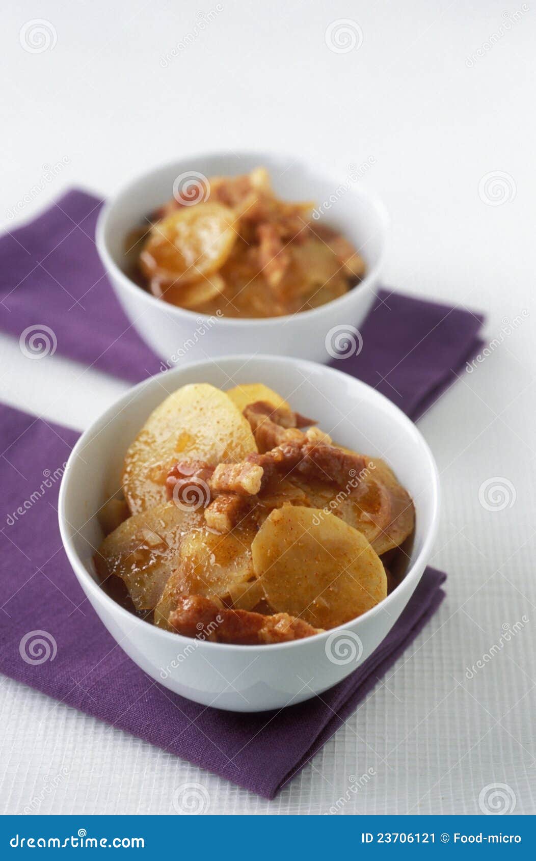 Potatoes with diced bacon stock image. Image of pork 23706121