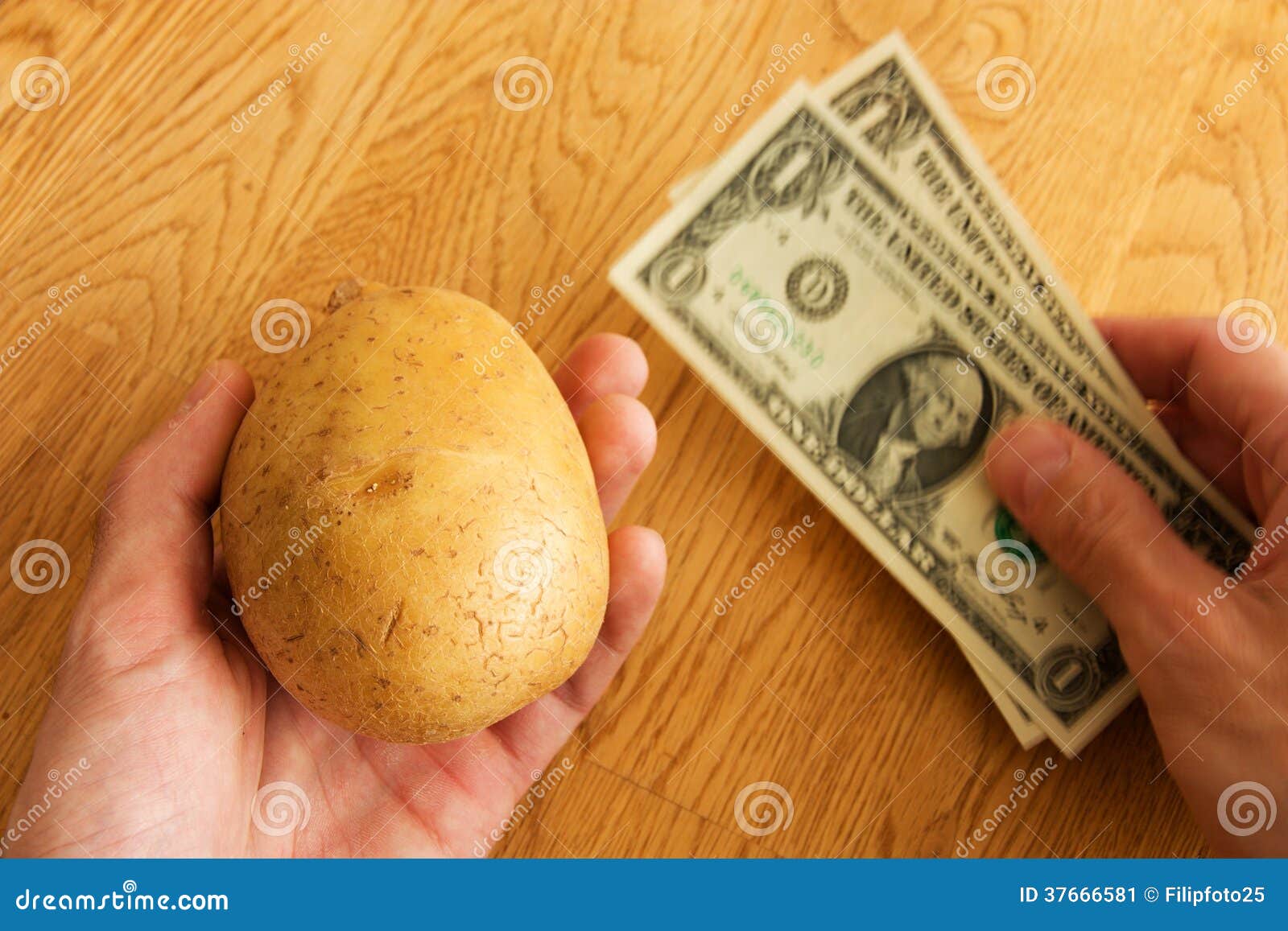 Potatoes for dollars stock image. Image of exchange, import 37666581
