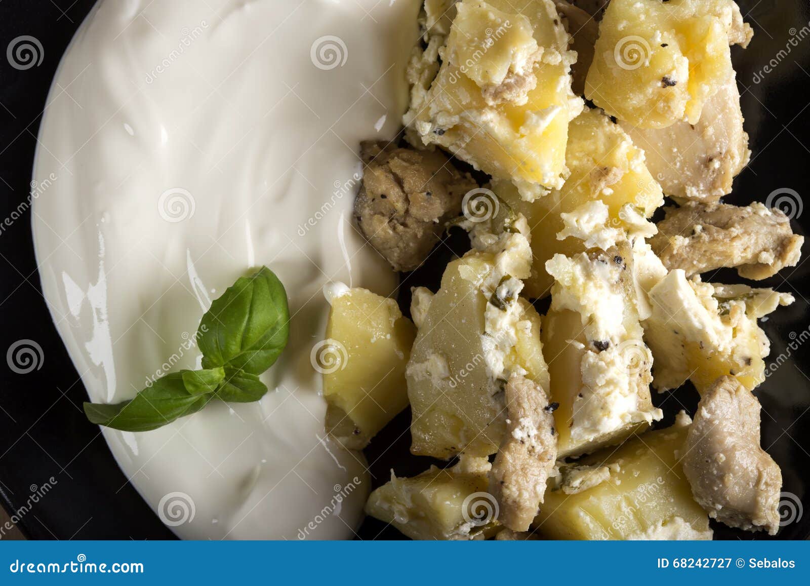 Potatoes Gratin with Sour Cream and Chicken Meat Stock Image Image of