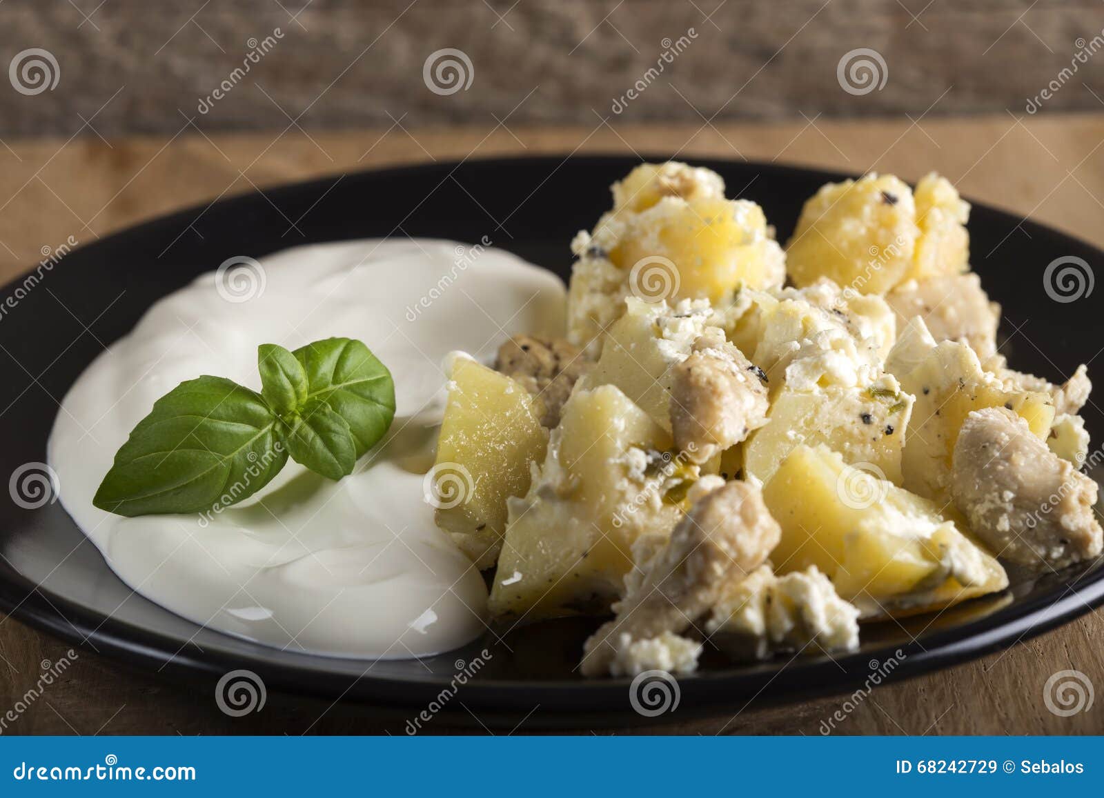 Potatoes Gratin with Sour Cream and Chicken Meat Stock Image Image of