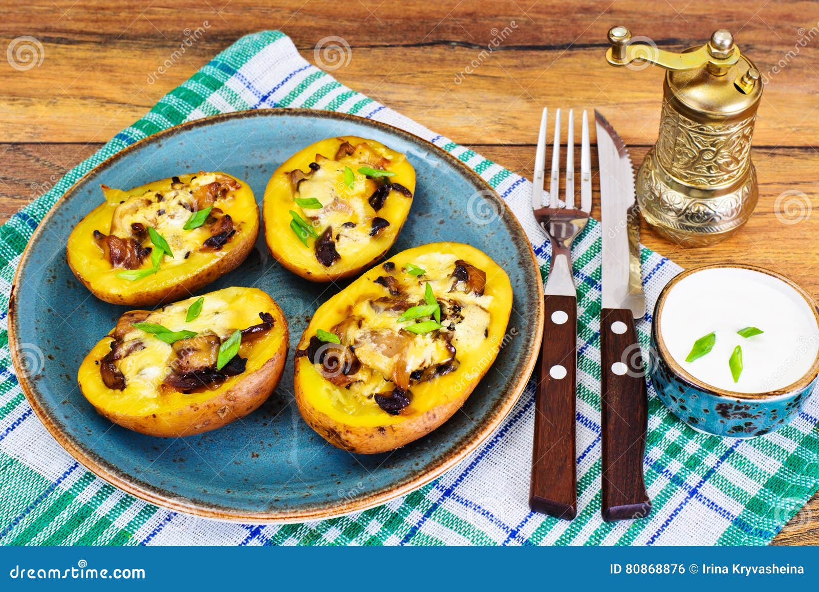 Potatoes Stuffed with Mushrooms and Cheese Stock Photo Image of lunch