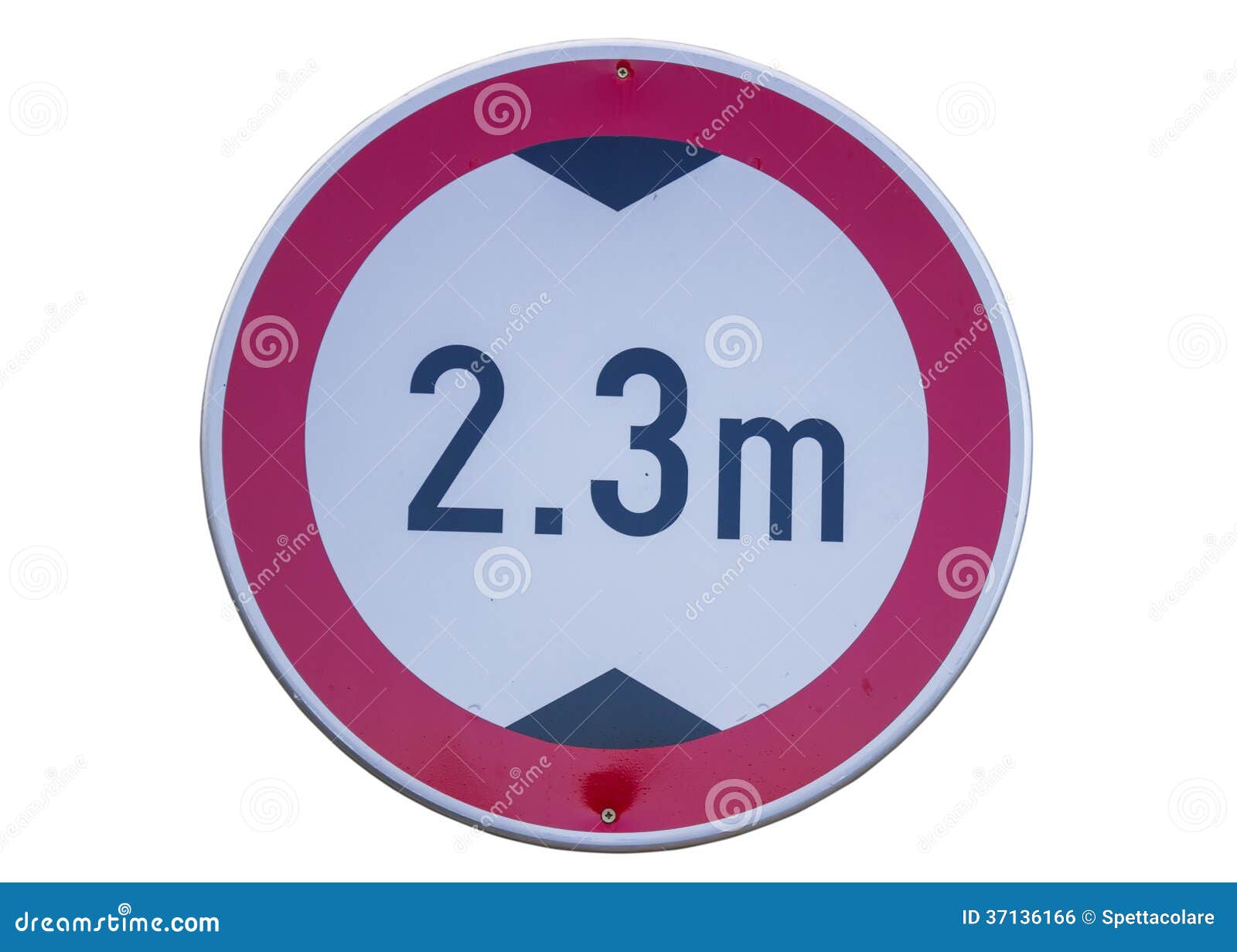 Poteau de signalisation le bas dégagement 3. Le poteau de signalisation le bas dégagement indiquent l'espace libre maximum du risque dans les unités métriques, sur le fond blanc avec le chemin de coupure. Les garages ont le bas dégagement.