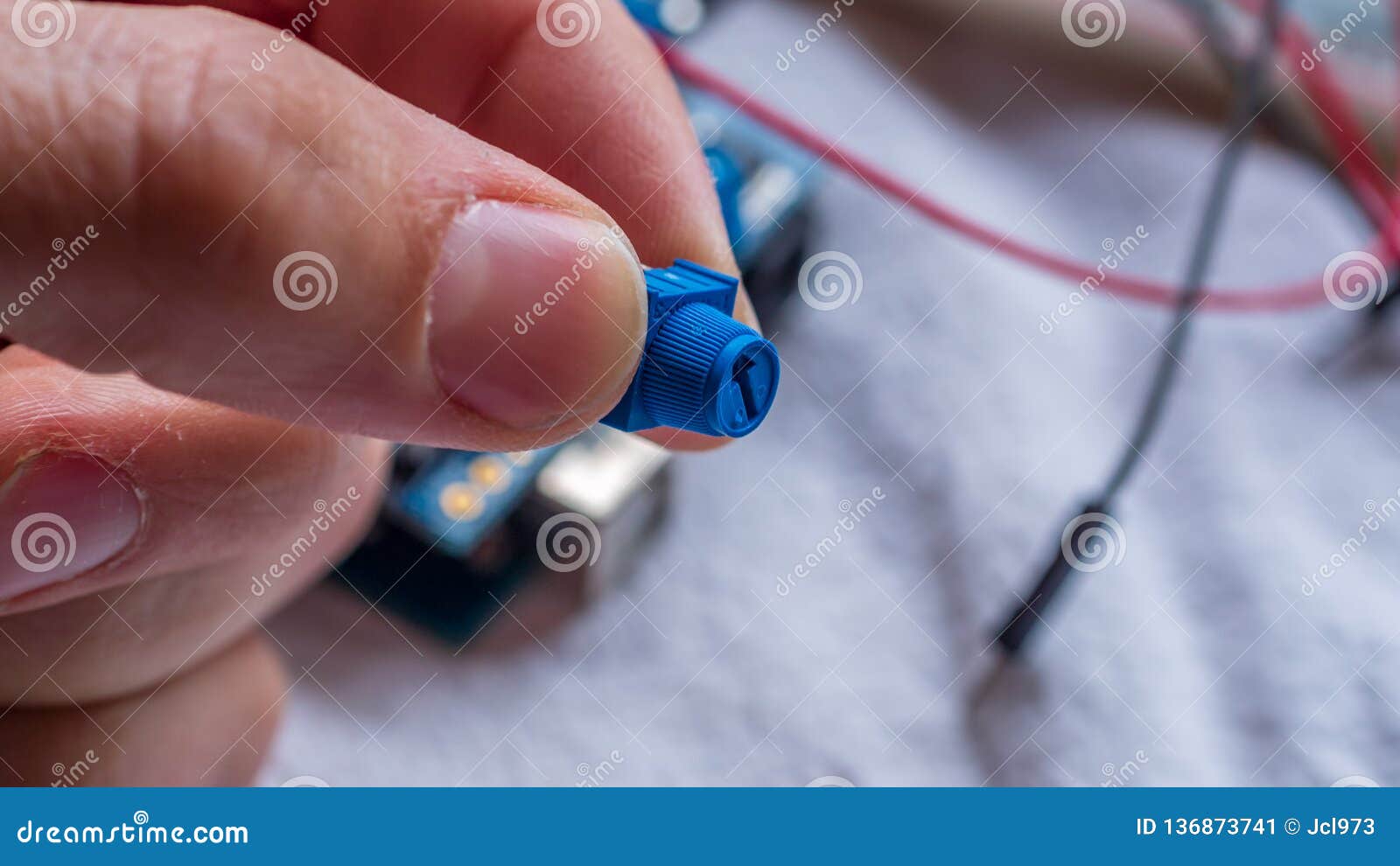 Potentiometer in Use As Part of a Microcontroller Build Stock Image