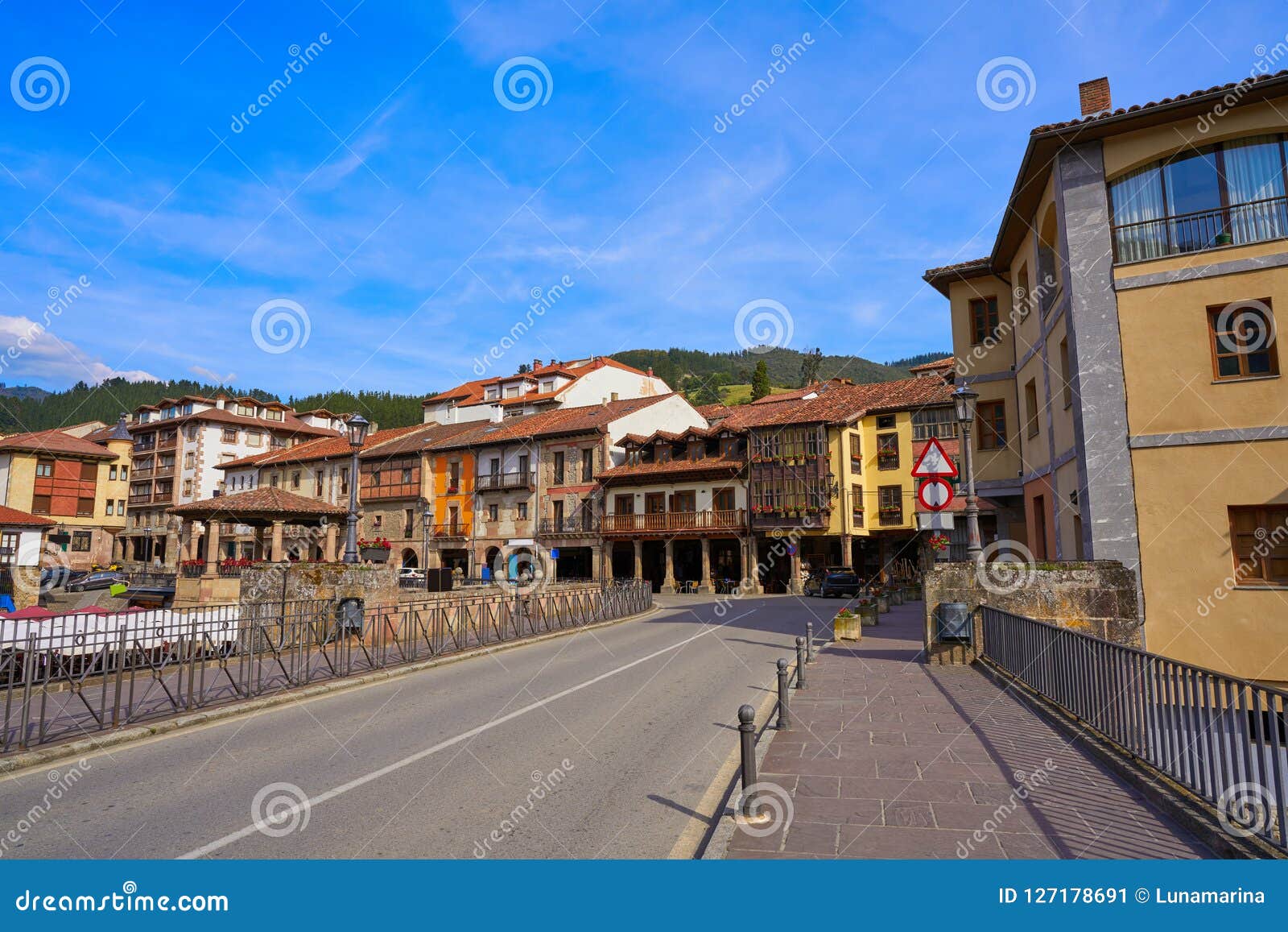 potes village facades in cantabria spain