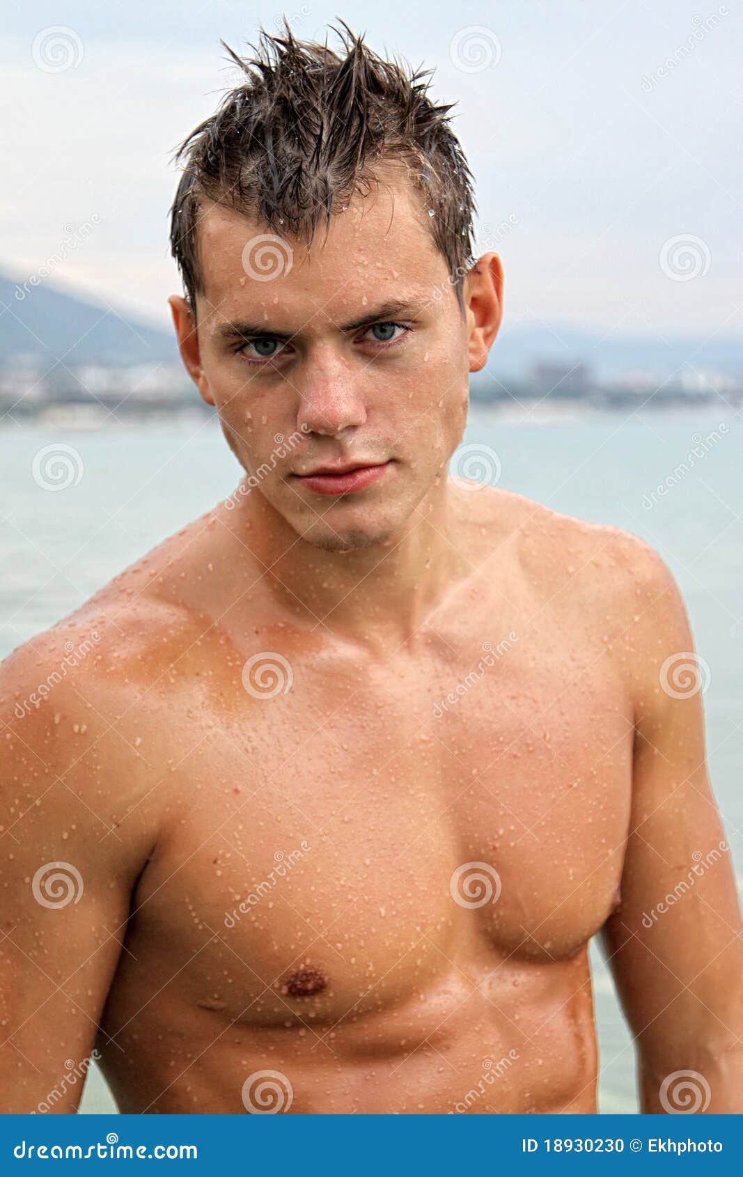 Potrait Of Muscle Wet Man Stock Photo Image Of Strong